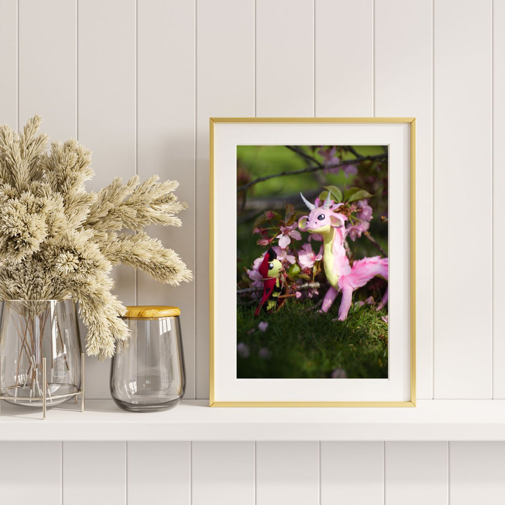 Ladibow Encounters Haulong in Cherry Blossom Grove 8x10