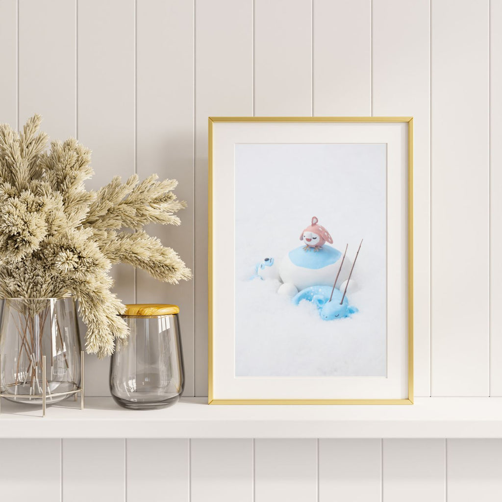 Snow Snoozing with Florander, Snowlar Bear, and Lethowlgy 8x10