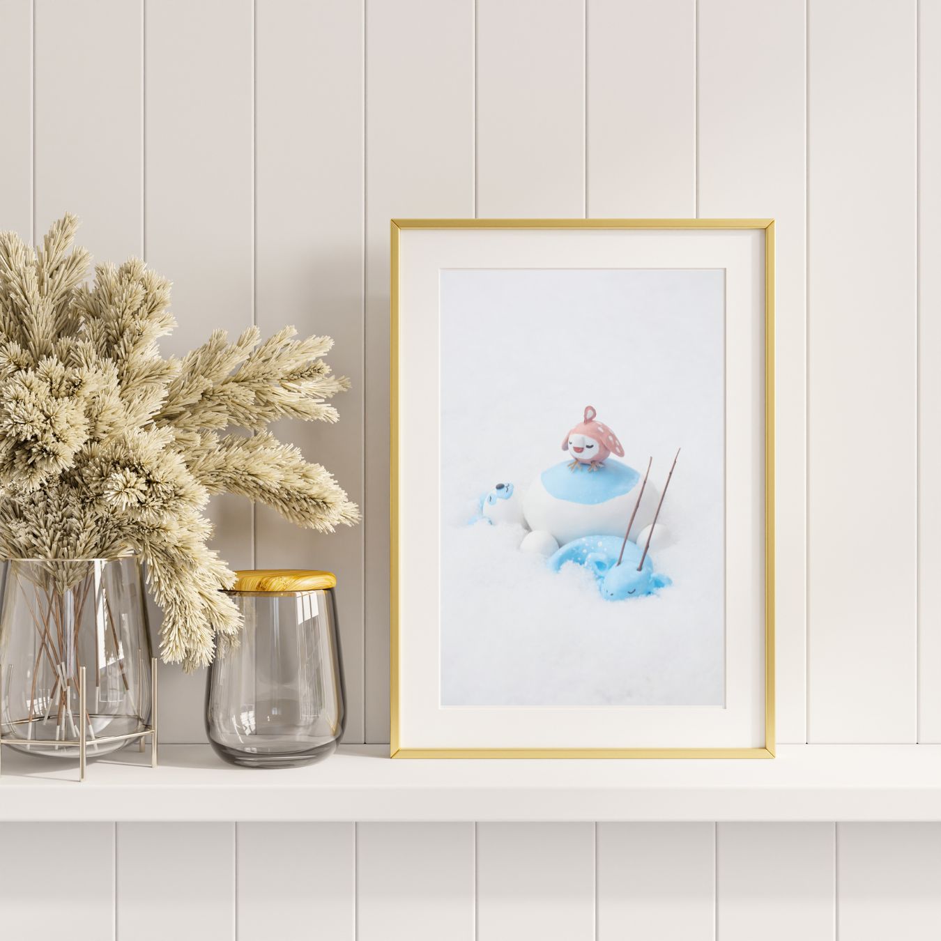 Snow Snoozing with Florander, Snowlar Bear, and Lethowlgy 8x10